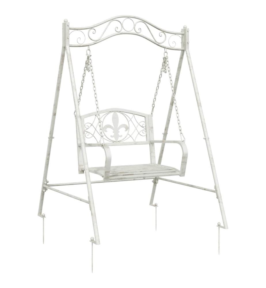 Banc Balançoire Acier 113 x 121,5 x 168 cm Blanc antique