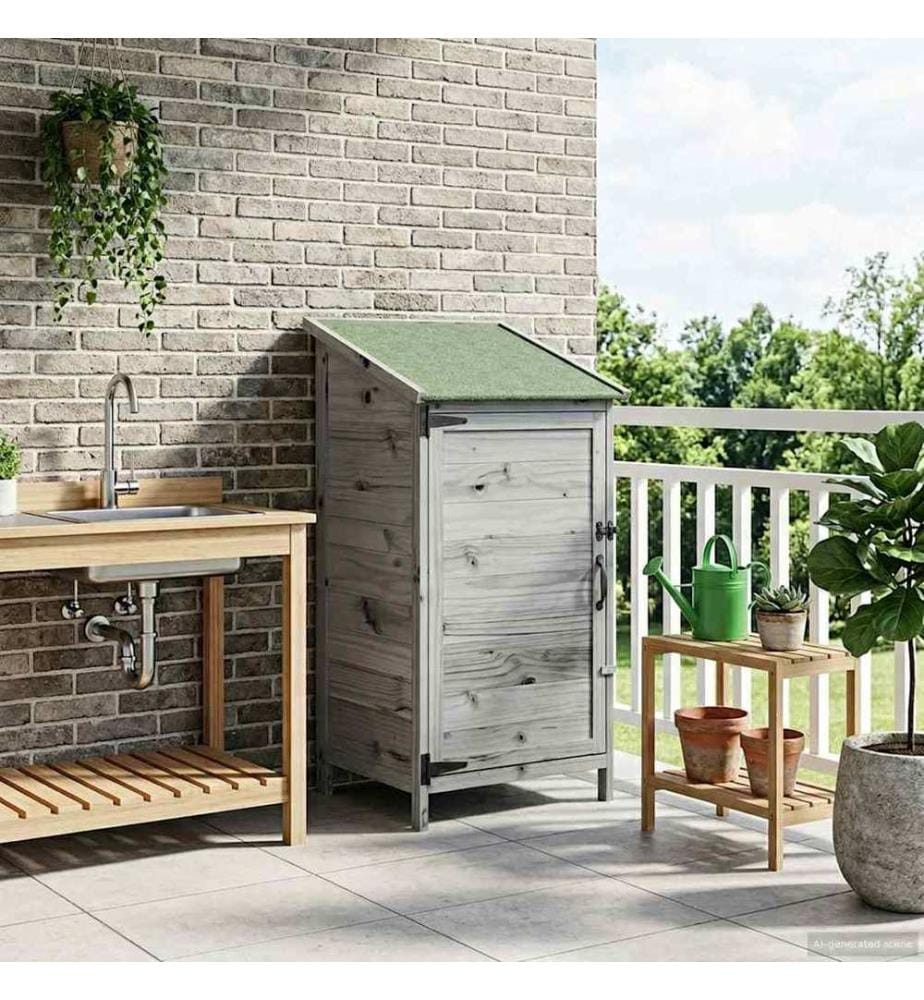 Abri de jardin Gris 59 x 56 x 113,5 cm Bois de Sapin Massif