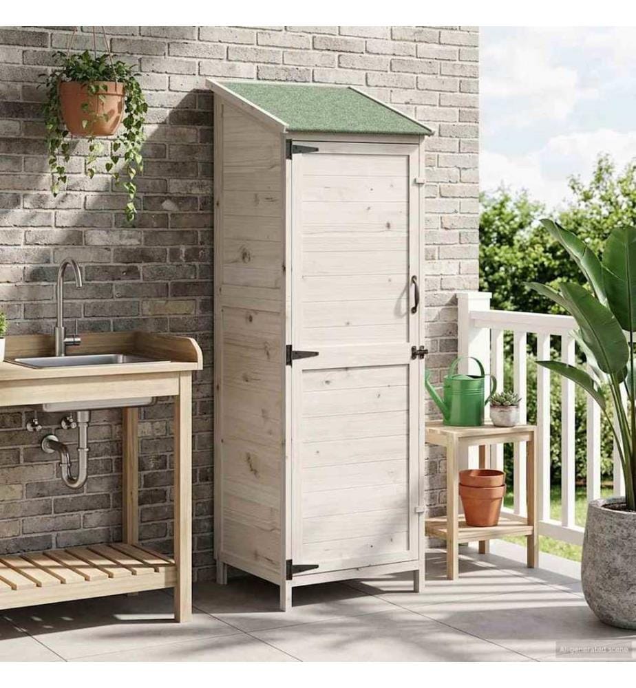 Abri de jardin Blanc 59,5 x 56 x 176,5 cm Bois de Sapin Massif