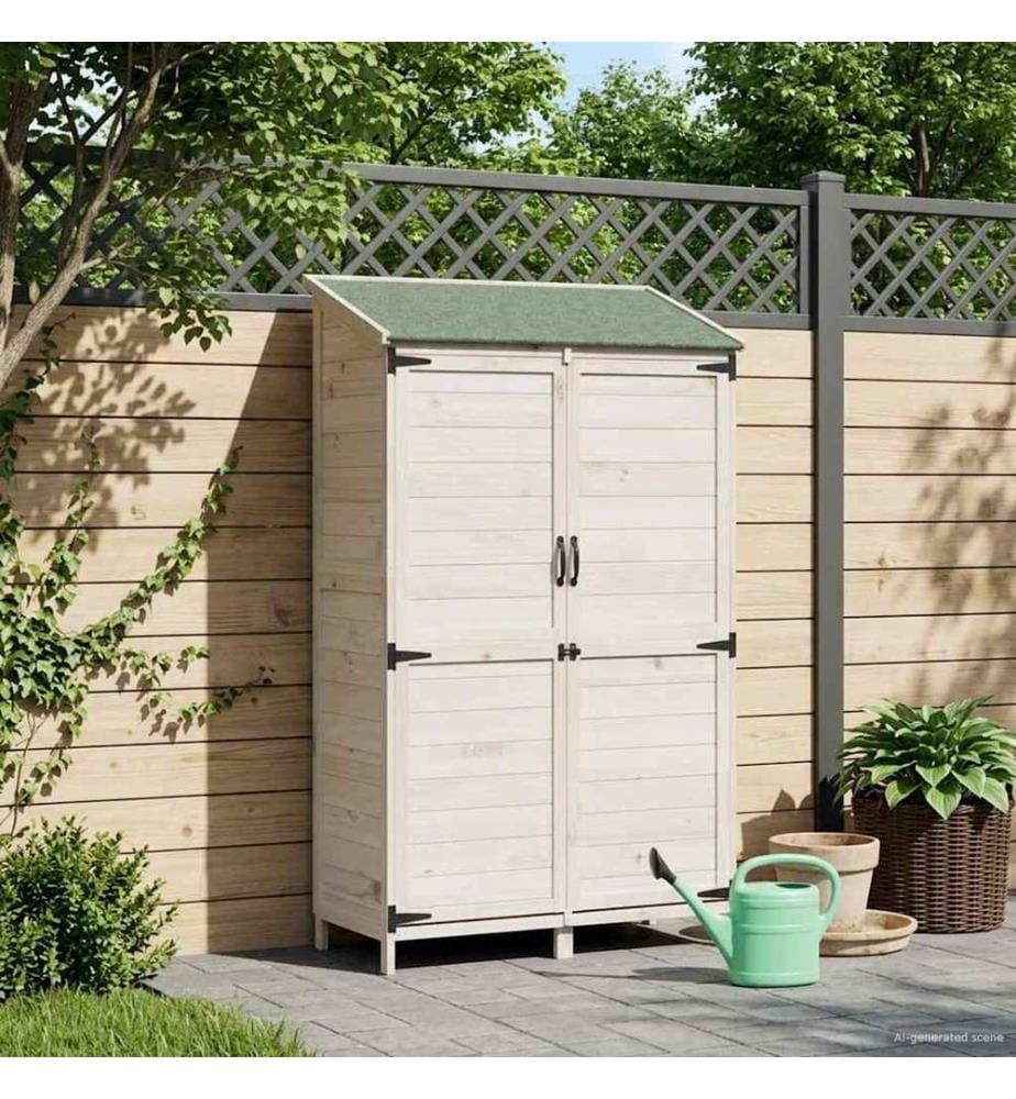 Abri de jardin Blanc 106,5 x 56 x 176 cm Bois de Sapin Massif