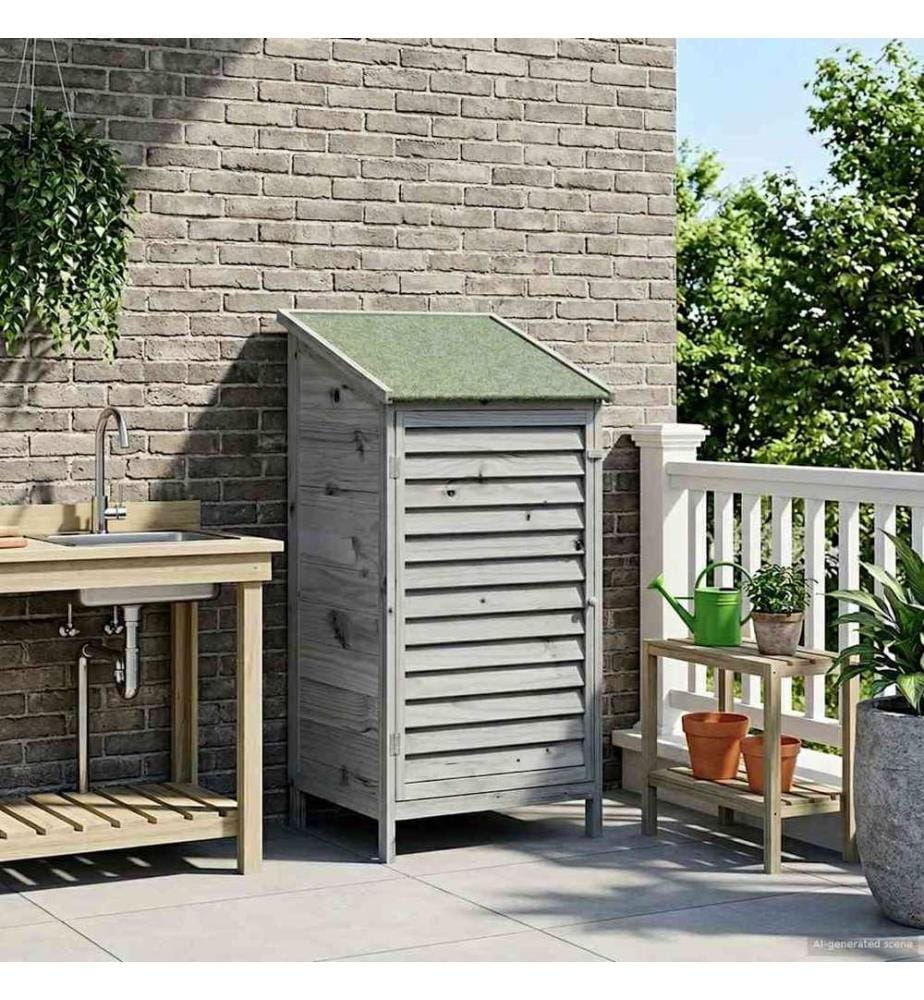 Abri de jardin Gris 59 x 56 x 113,5 cm Bois de Sapin Massif