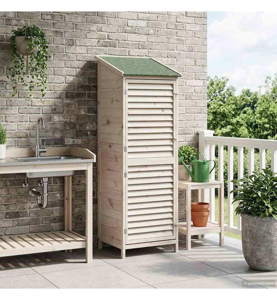 Abri de jardin Blanc 59 x 56 x 176 cm Bois de Sapin Massif