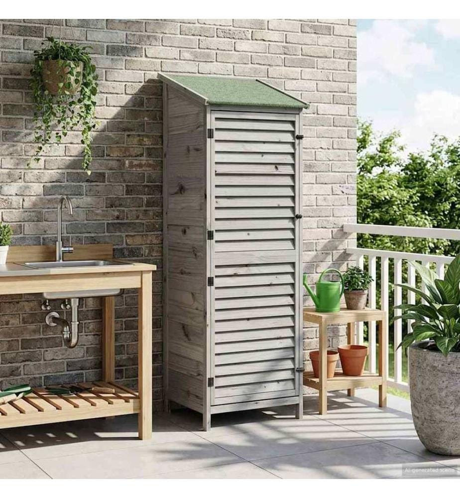 Abri de jardin Gris 59 x 56 x 176 cm Bois de Sapin Massif