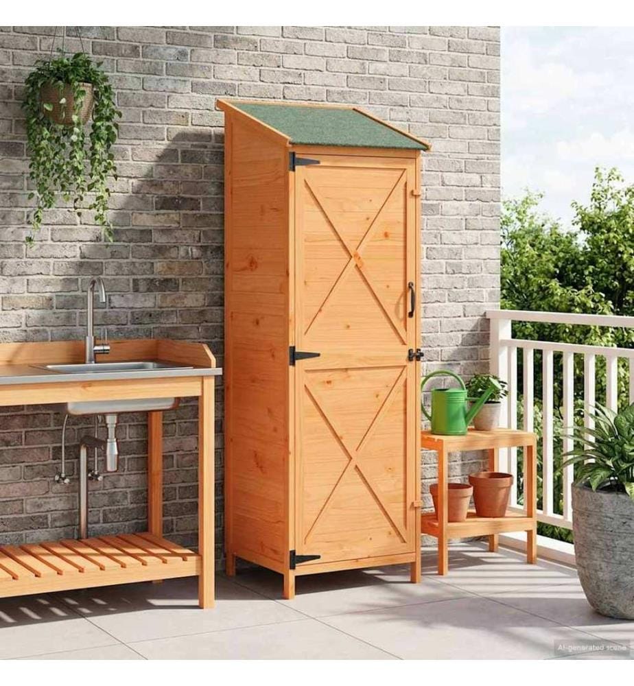 Gartenschuppen Braun 59,5 x 56 x 176,5 cm Massivholz aus Fichte