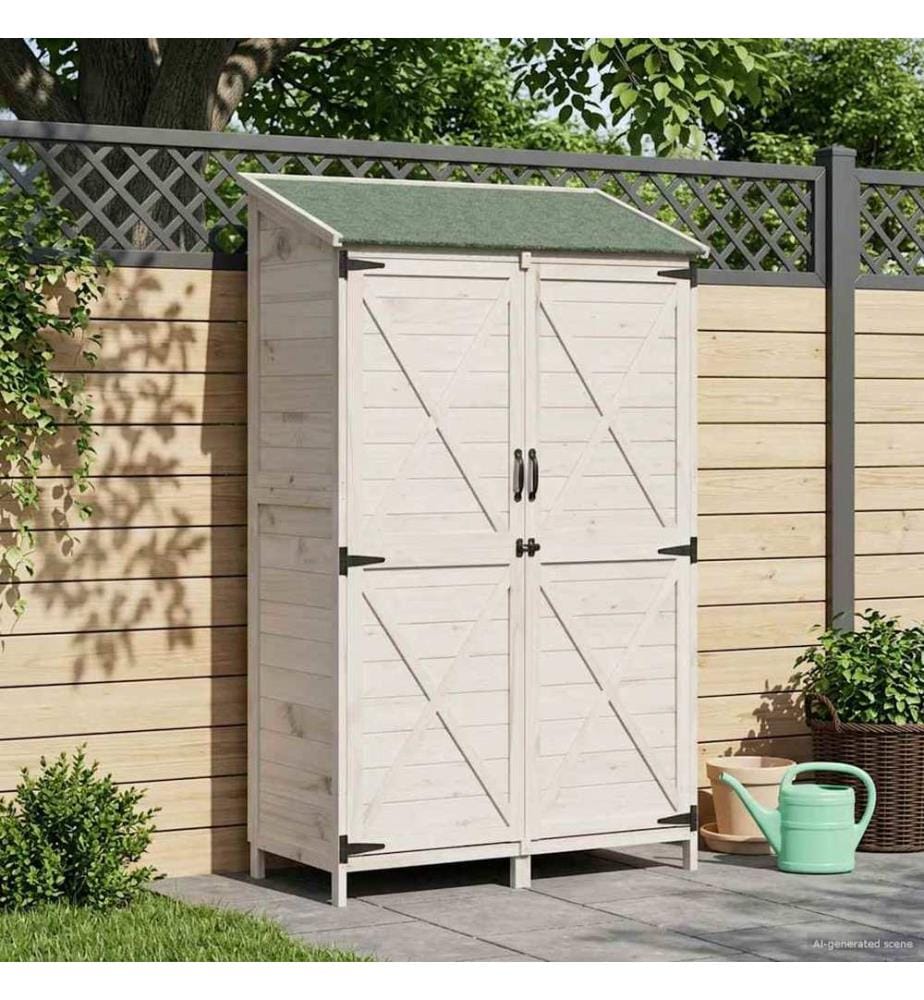 Abri de jardin Blanc 106 x 56 x 176,5 cm Bois de Sapin Massif