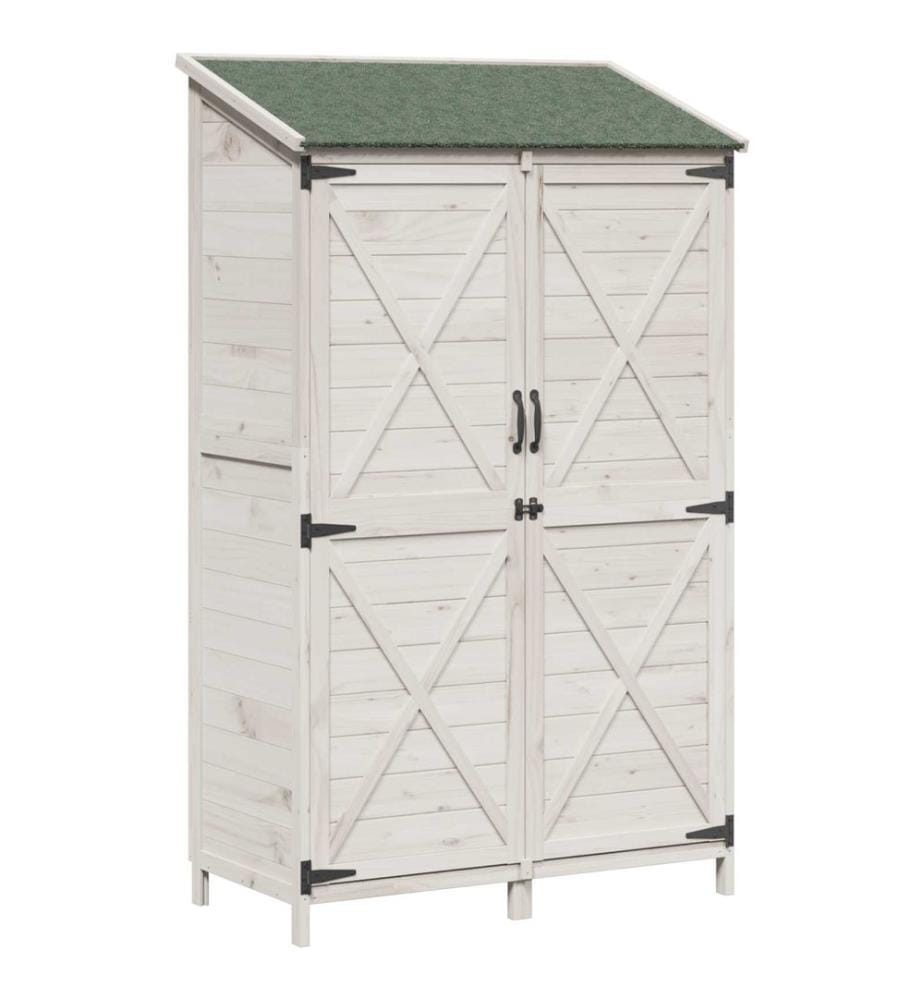 Abri de jardin Blanc 106 x 56 x 176,5 cm Bois de Sapin Massif