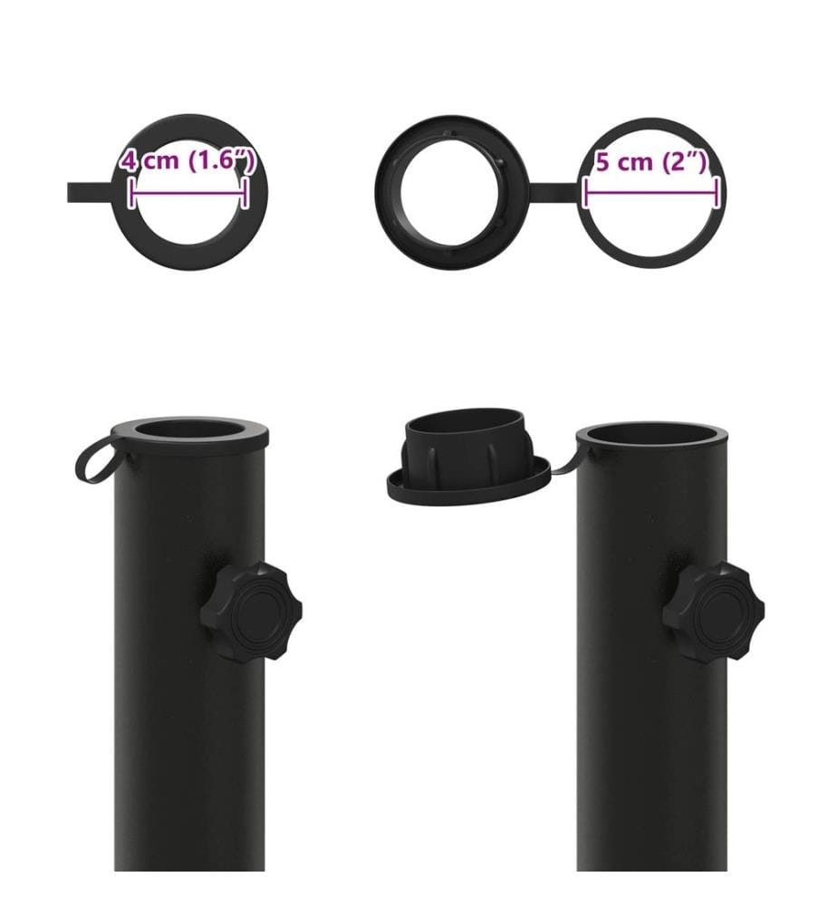 Parasol Fussrohr 0.6 kg Schwarz Eisen for 40-50 mm Pole