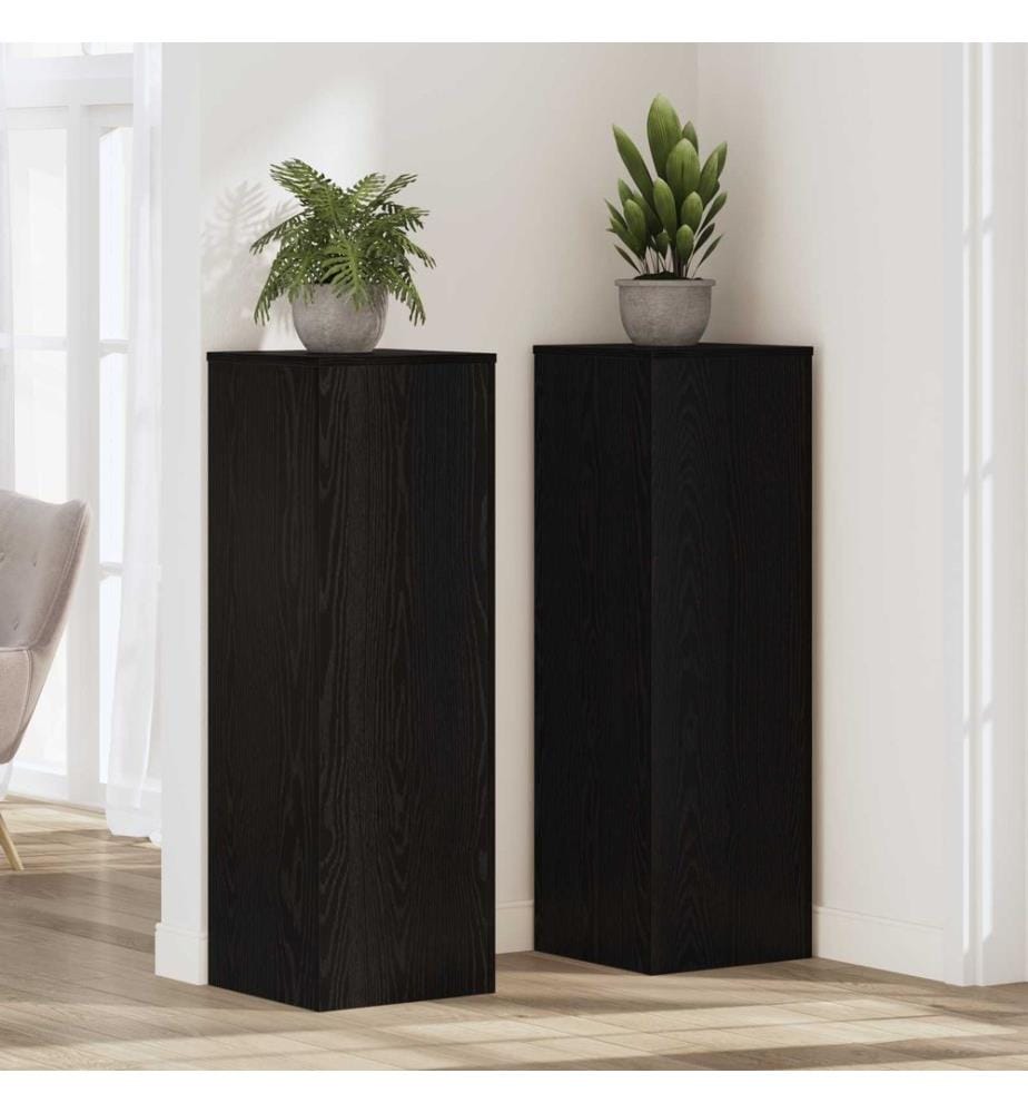 Support de Plante Chêne noir 33 x 33 x 100 cm Bois d'ingénierie