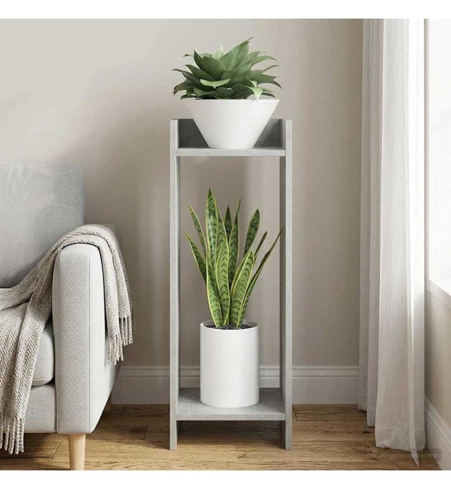 Support de Plante Gris Béton 30 x 30 x 80 cm Bois d'ingénierie