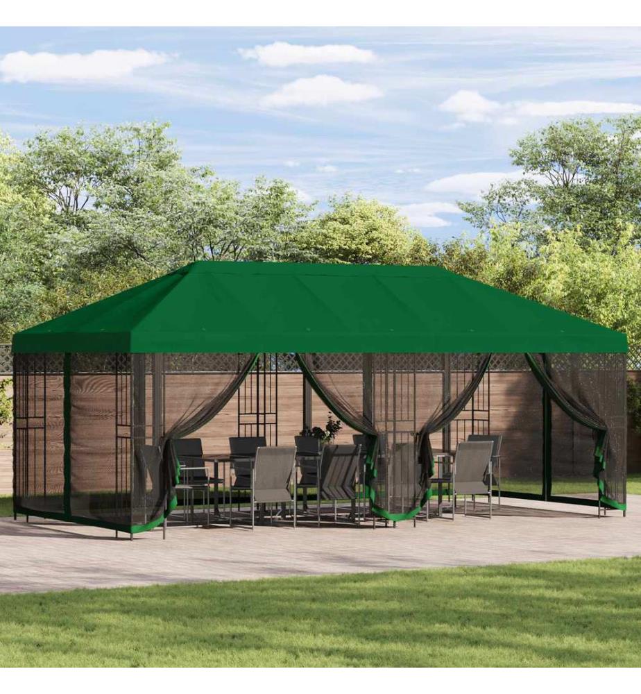 Housse de tonnelle avec murs latéraux Vert 600,5 x 300,5 cm