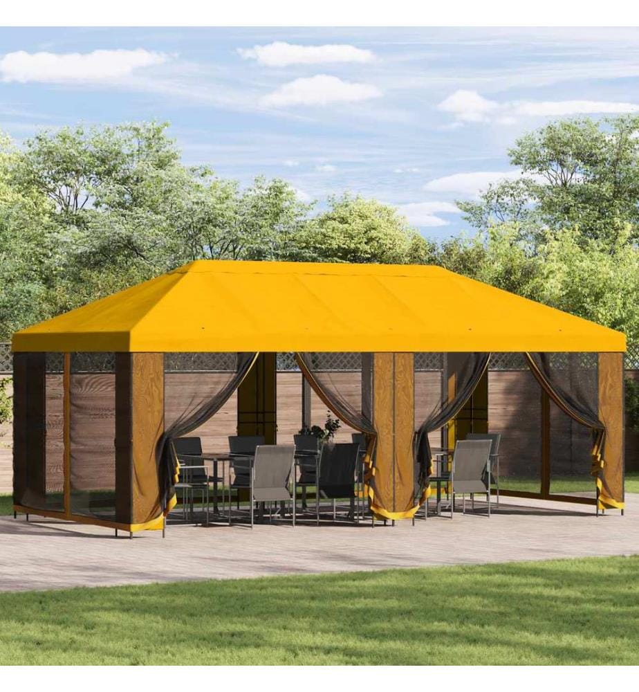 Housse de tonnelle avec murs latéraux Jaune 600,5 x 300,5 cm
