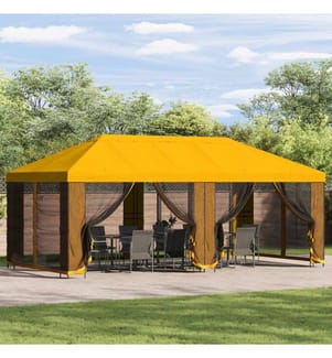 Housse de tonnelle avec murs latéraux Jaune 600,5 x 300,5 cm
