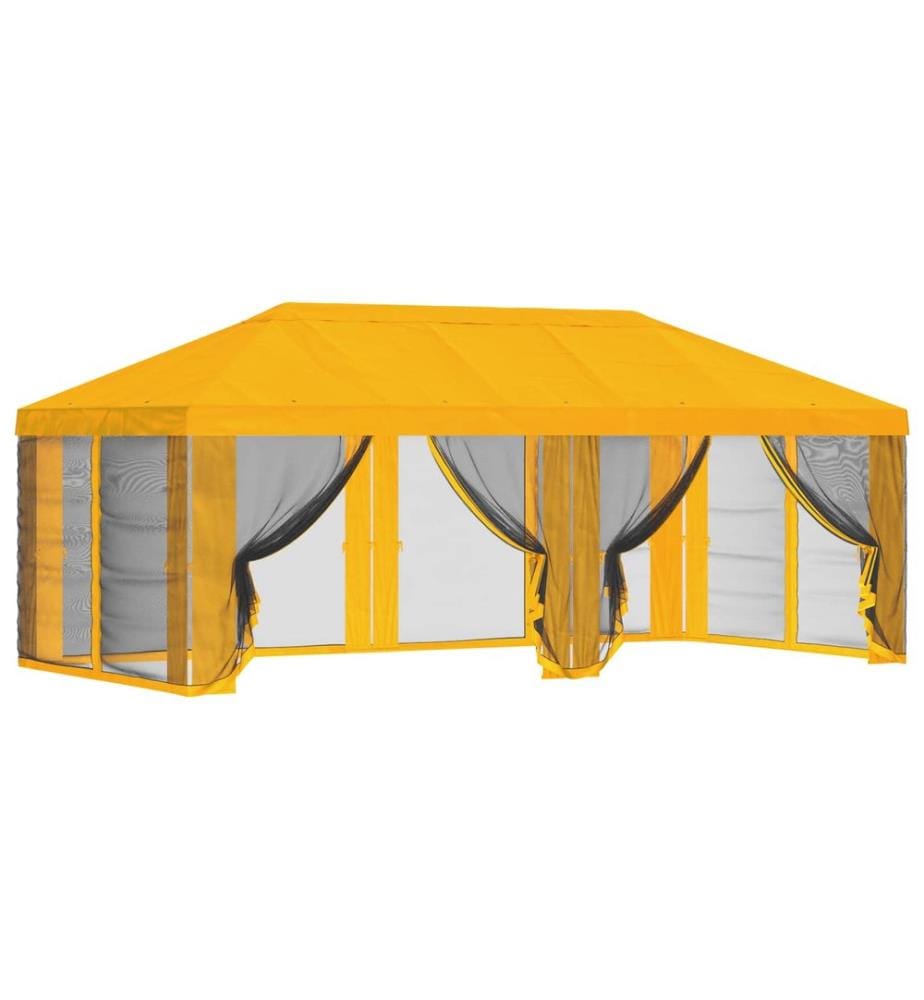 Housse de tonnelle avec murs latéraux Jaune 600,5 x 300,5 cm