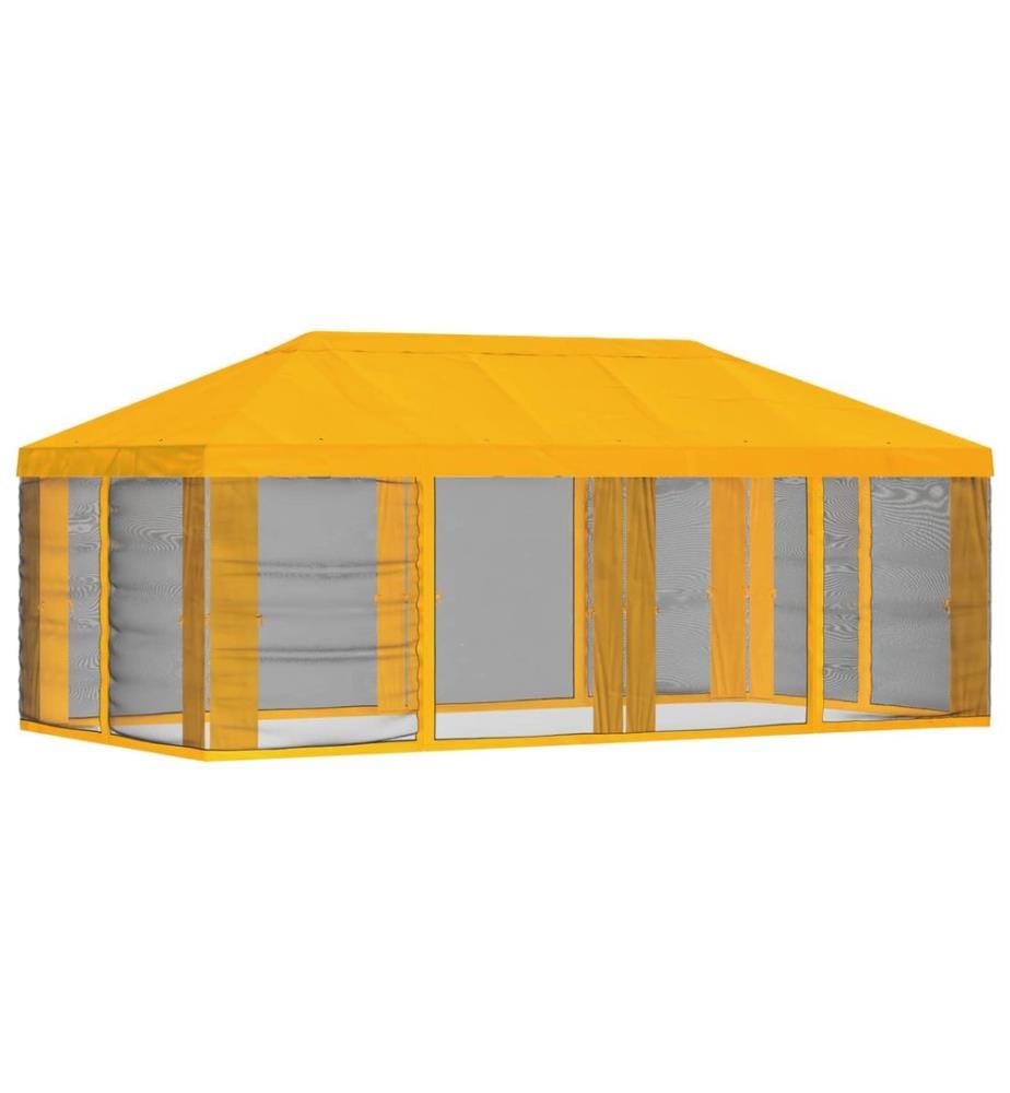 Housse de tonnelle avec murs latéraux Jaune 600,5 x 300,5 cm
