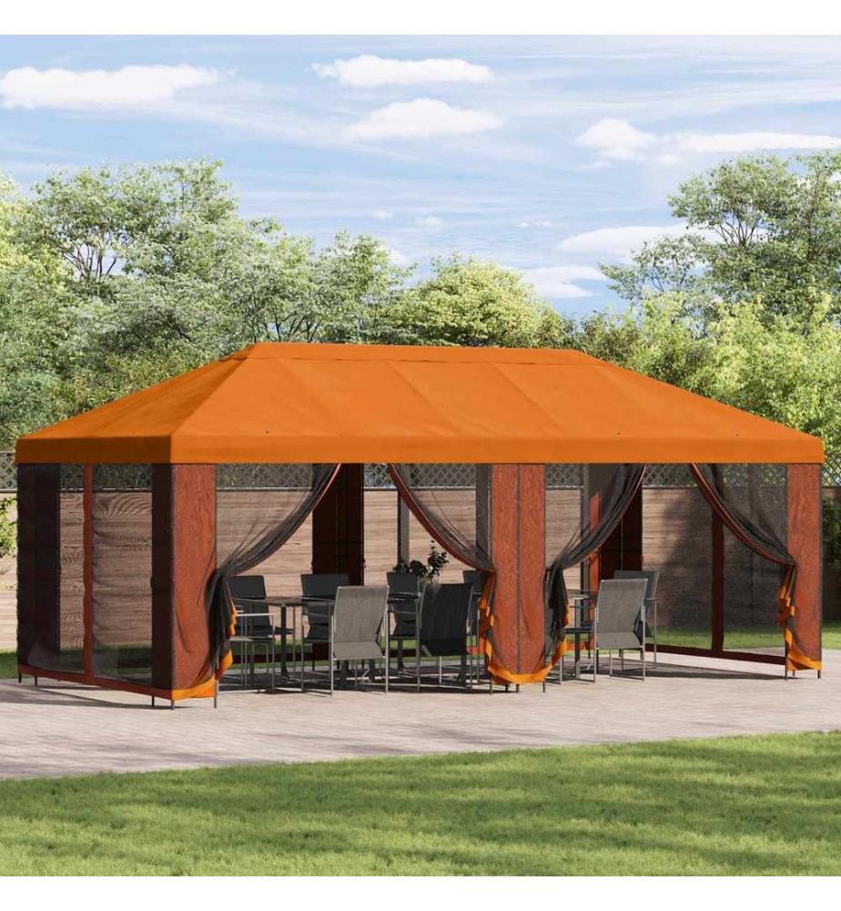 Housse de tonnelle avec murs latéraux Orange 600,5 x 300,5 cm