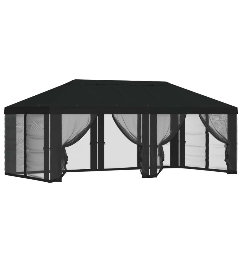 Housse de tonnelle avec murs latéraux Noir 600,5 x 300,5 cm