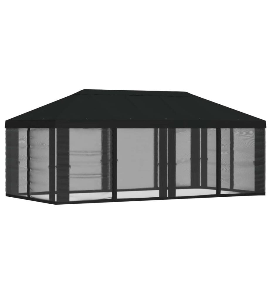 Housse de tonnelle avec murs latéraux Noir 600,5 x 300,5 cm