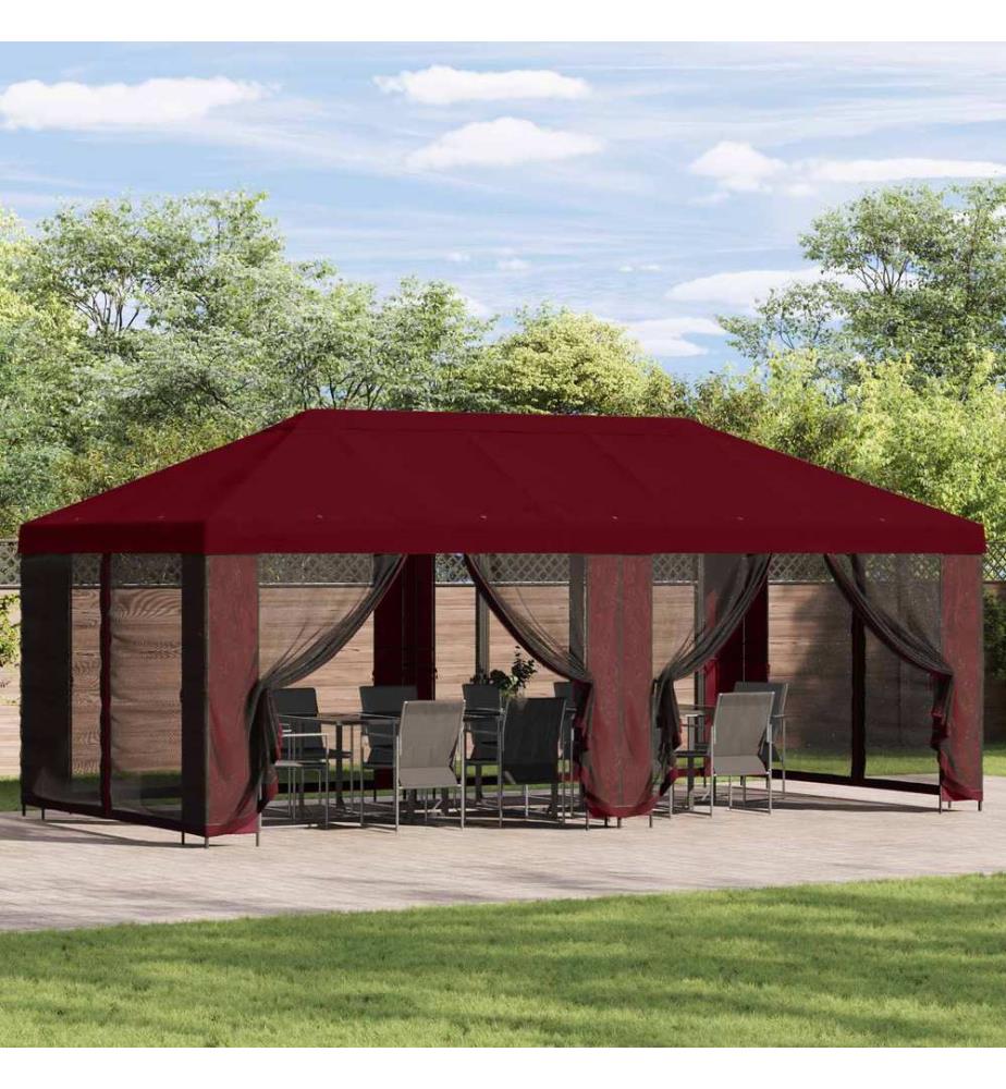 Housse de tonnelle avec murs latéraux Bordeaux 600,5 x 300,5 cm