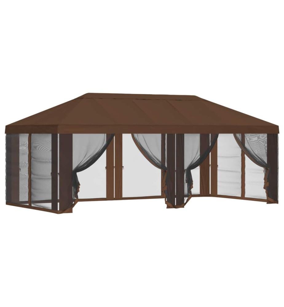 Housse de tonnelle avec murs latéraux Marron 600,5 x 300,5 cm