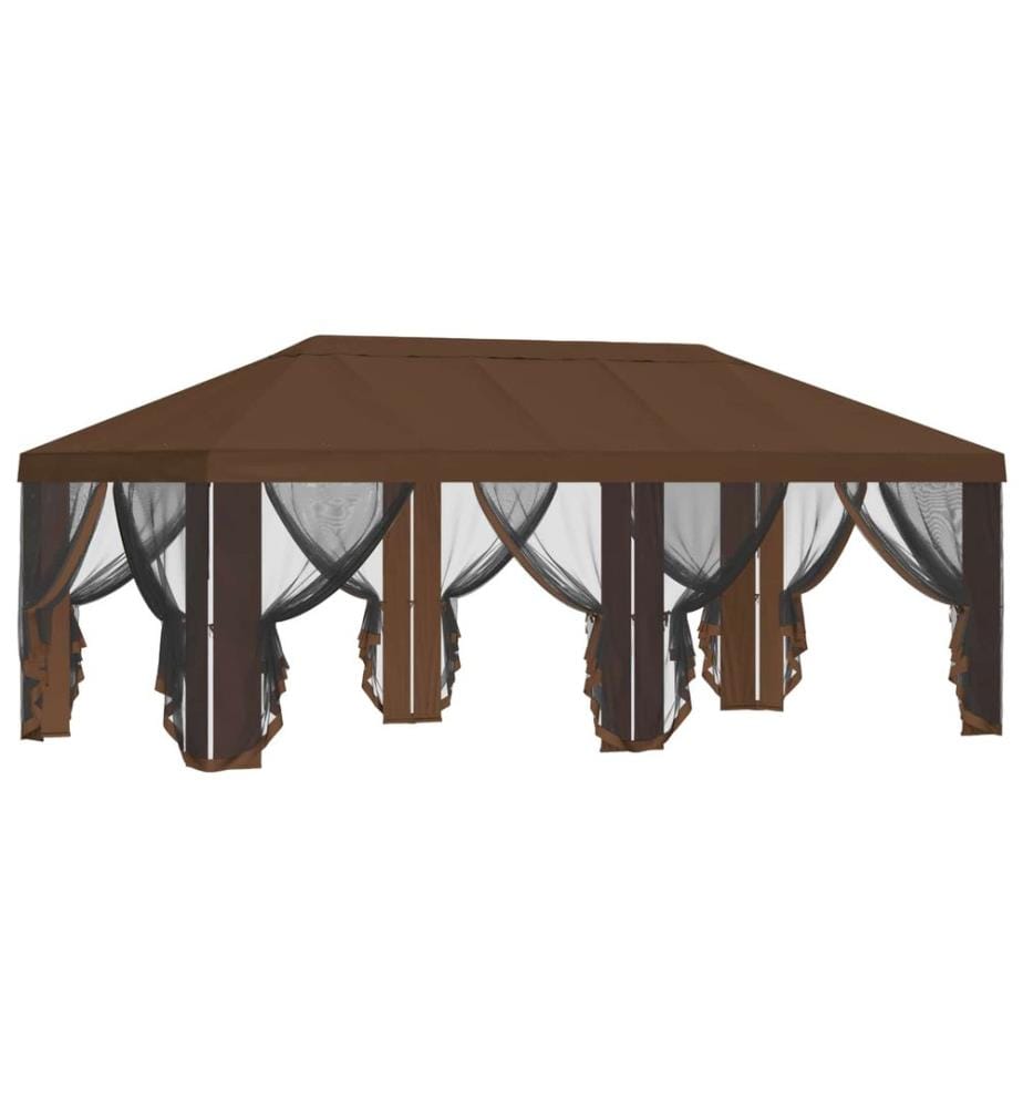 Housse de tonnelle avec murs latéraux Marron 600,5 x 300,5 cm