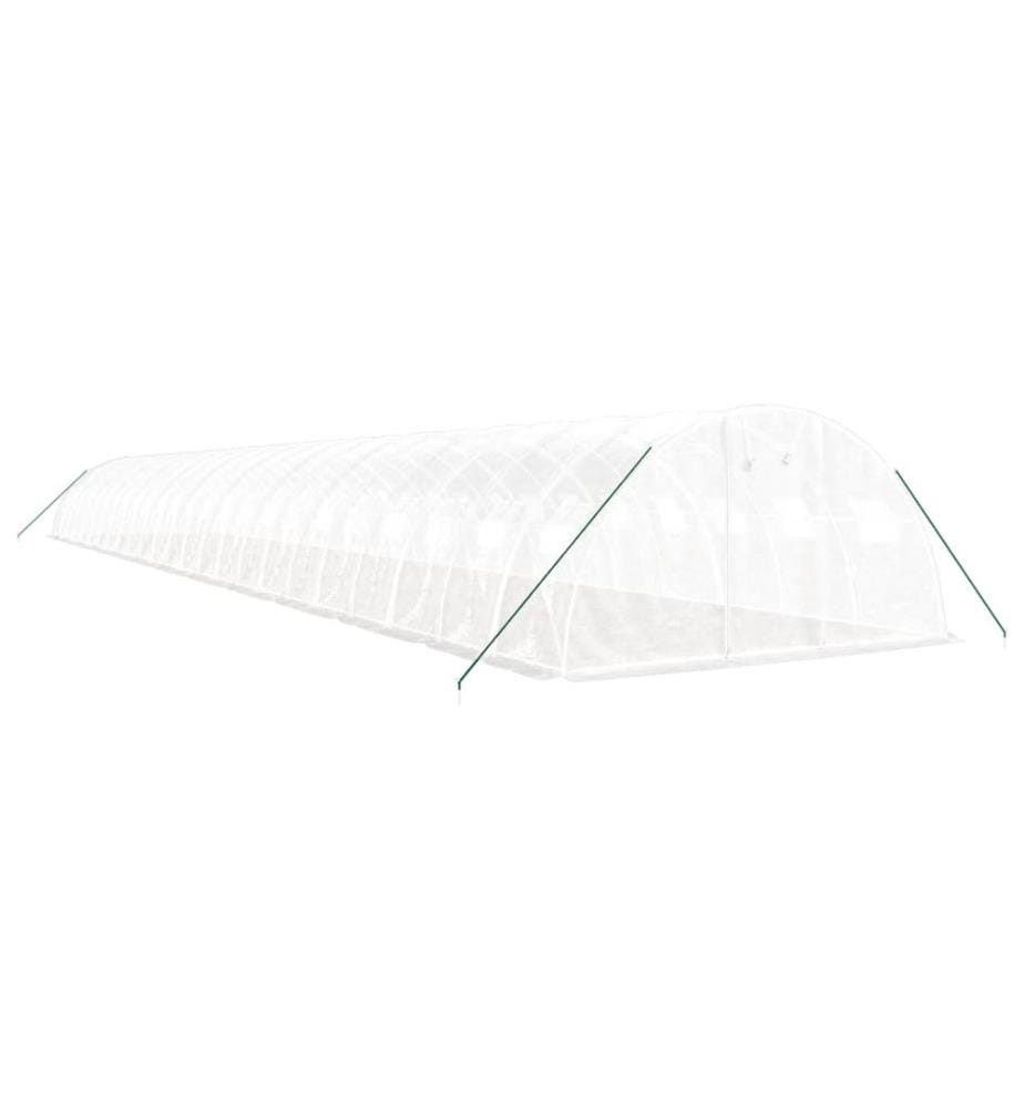 Gewächshaus mit Stahlrahmen Weiss 96 m² 24x4x2 m