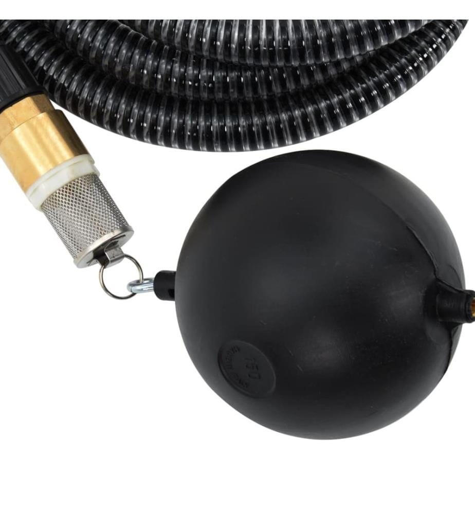 Tuyau d'aspiration avec raccords en laiton noir 1,1' 5 m PVC