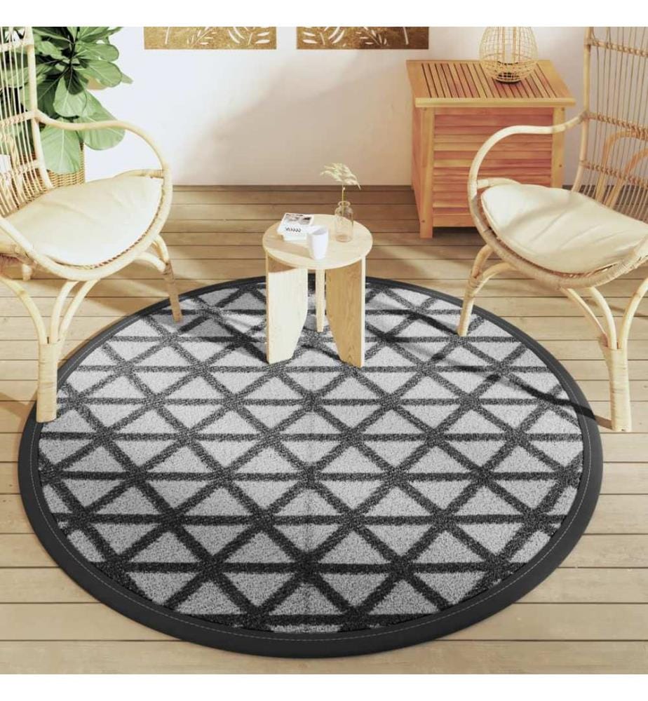 Outdoor-Teppich ARAKIL Schwarz Ø160 cm PP