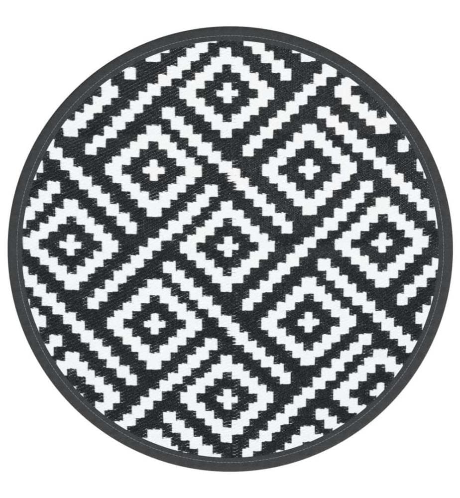 Outdoor-Teppich ARAKIL Weiss und Schwarz Ø160 cm PP
