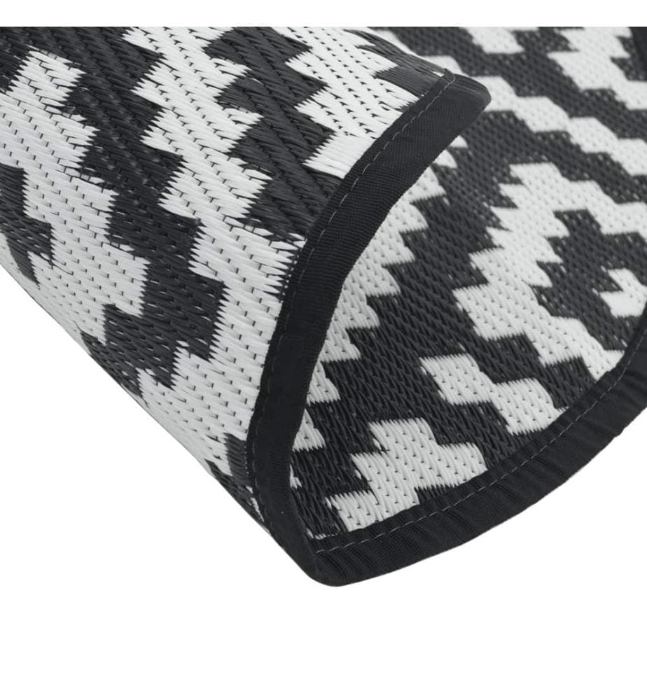 Outdoor-Teppich ARAKIL Weiss und Schwarz Ø160 cm PP
