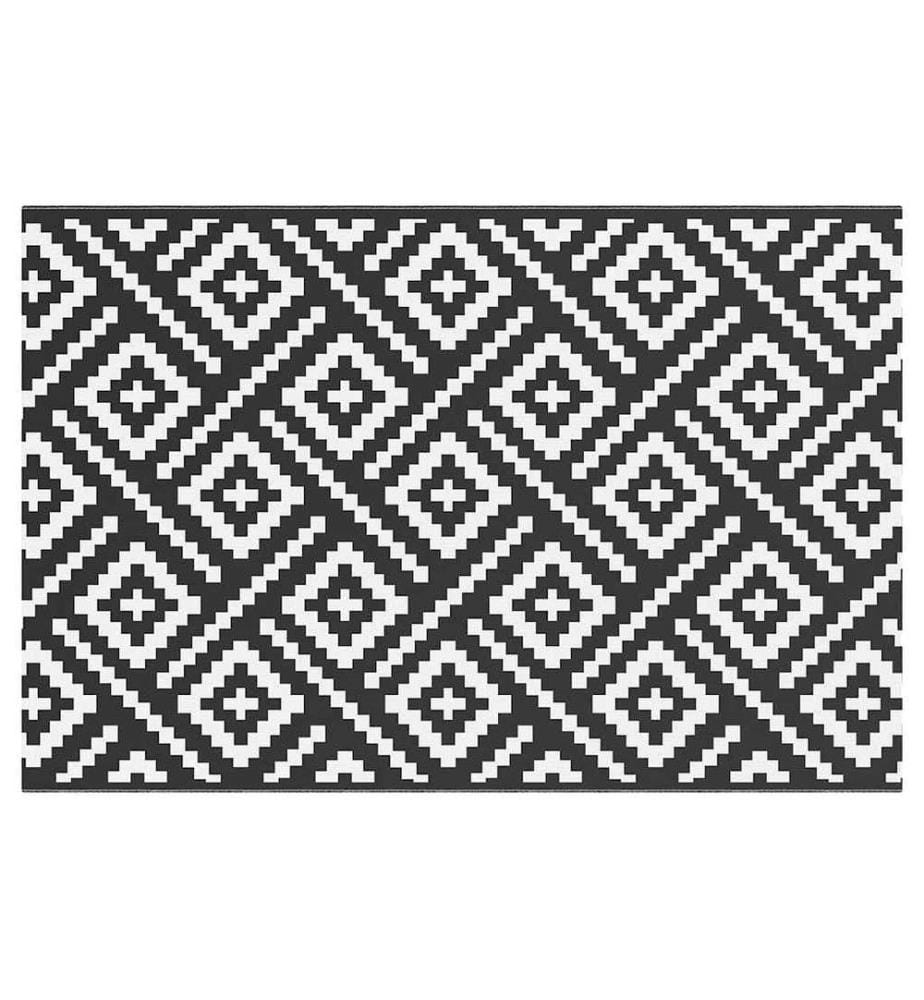 Outdoor-Teppich ARAKIL Weiss und Schwarz 120x180 cm PP