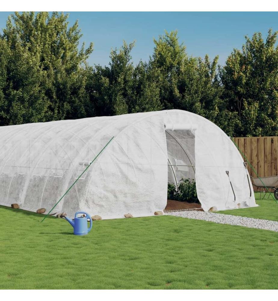 Gewächshaus mit Stahlrahmen Weiss 60 m² 12x5x2,3 m