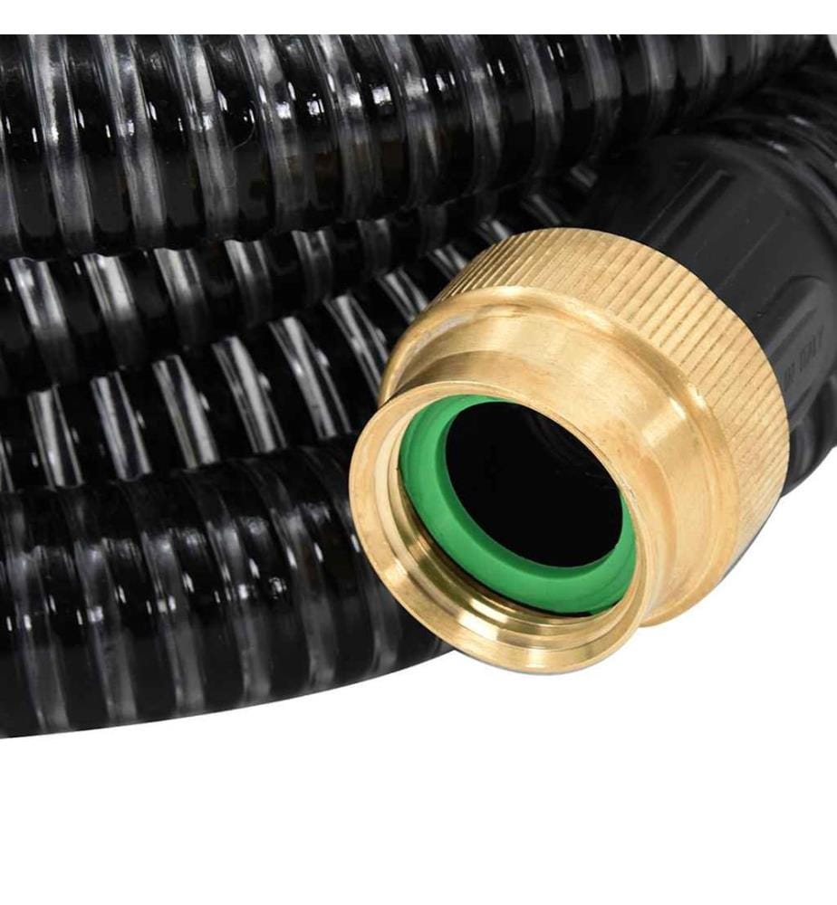 Tuyau d'aspiration avec raccords en laiton noir 1,1' 7 m PVC