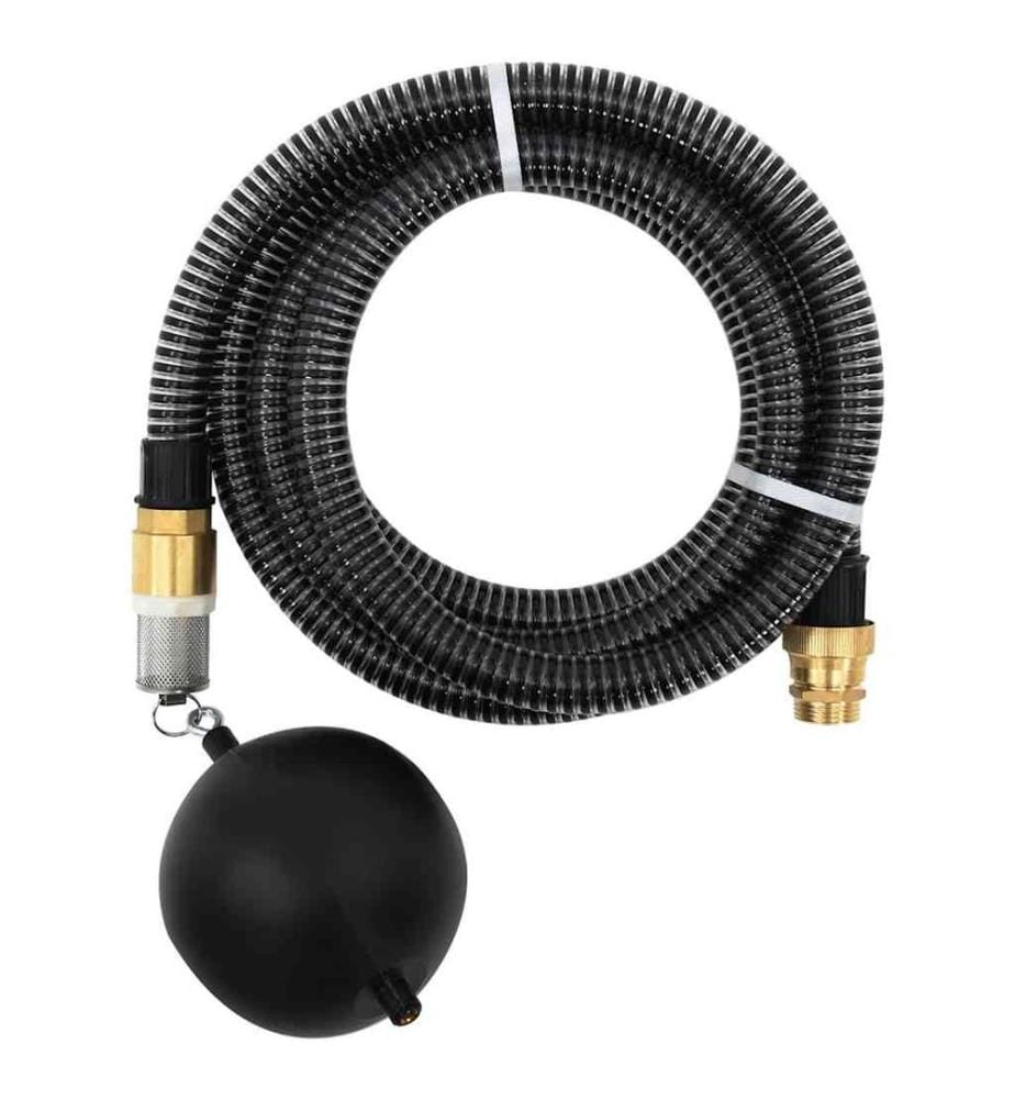 Tuyau d'aspiration avec raccords en laiton noir 1,1' 4 m PVC
