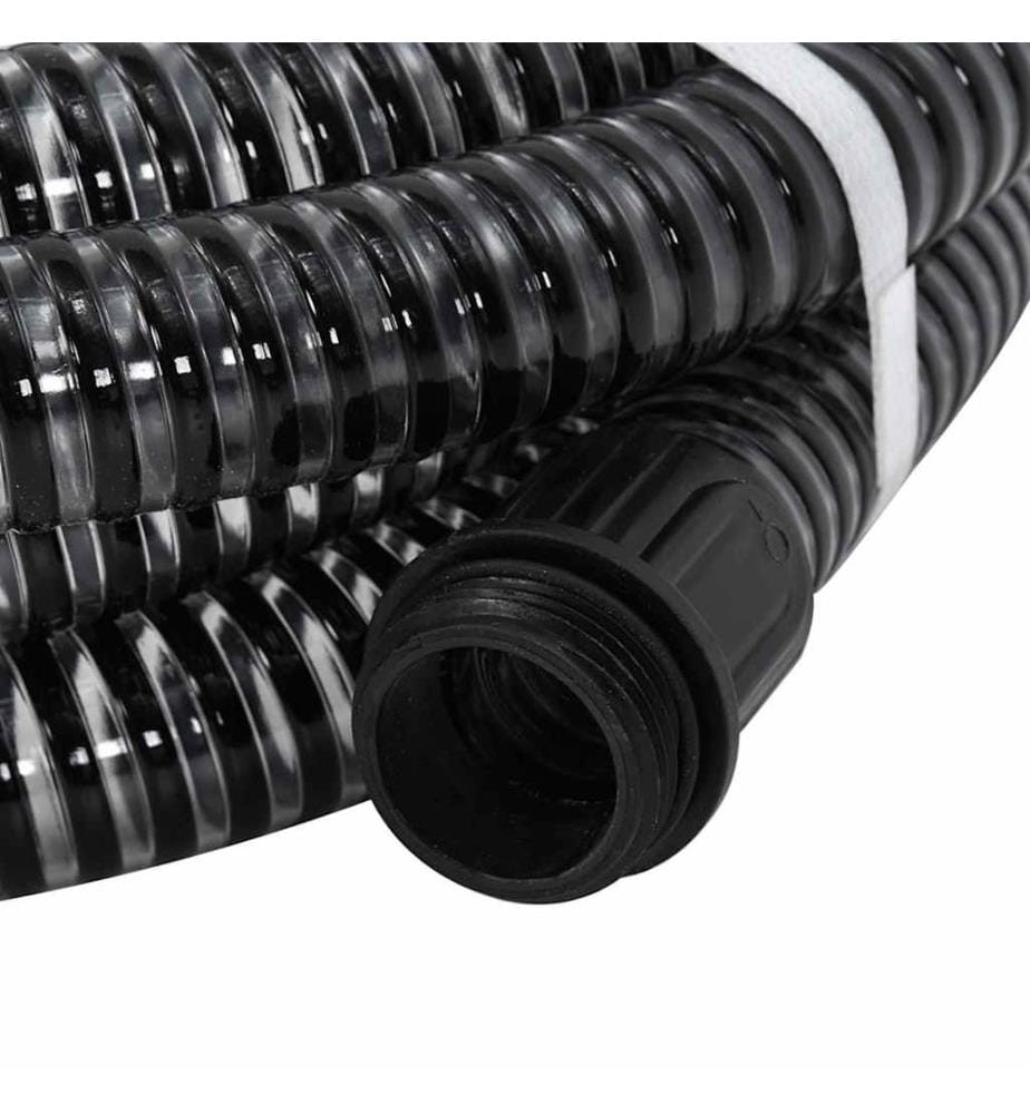 Tuyau d'aspiration avec raccords en laiton noir 1,1' 4 m PVC