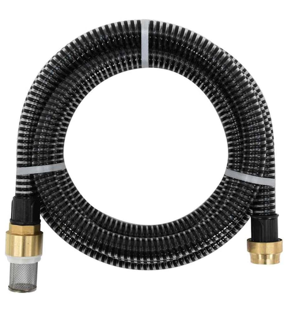 Tuyau d'aspiration avec raccords en laiton noir 1,1' 10 m PVC