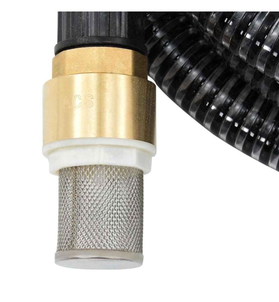 Tuyau d'aspiration avec raccords en laiton noir 1,1' 10 m PVC