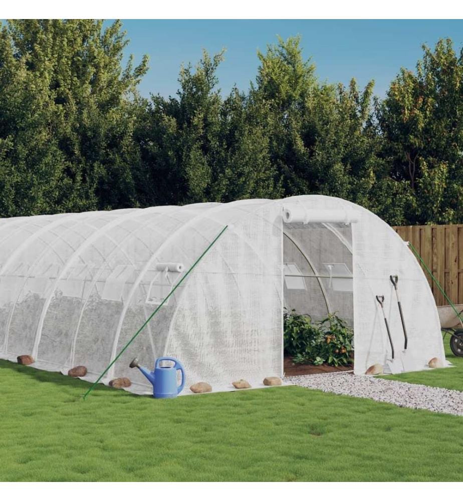 Serre avec cadre en acier blanc 64 m² 16x4x2 m