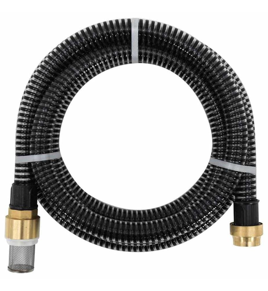 Tuyau d'aspiration avec raccords en laiton noir 1,1' 20 m PVC