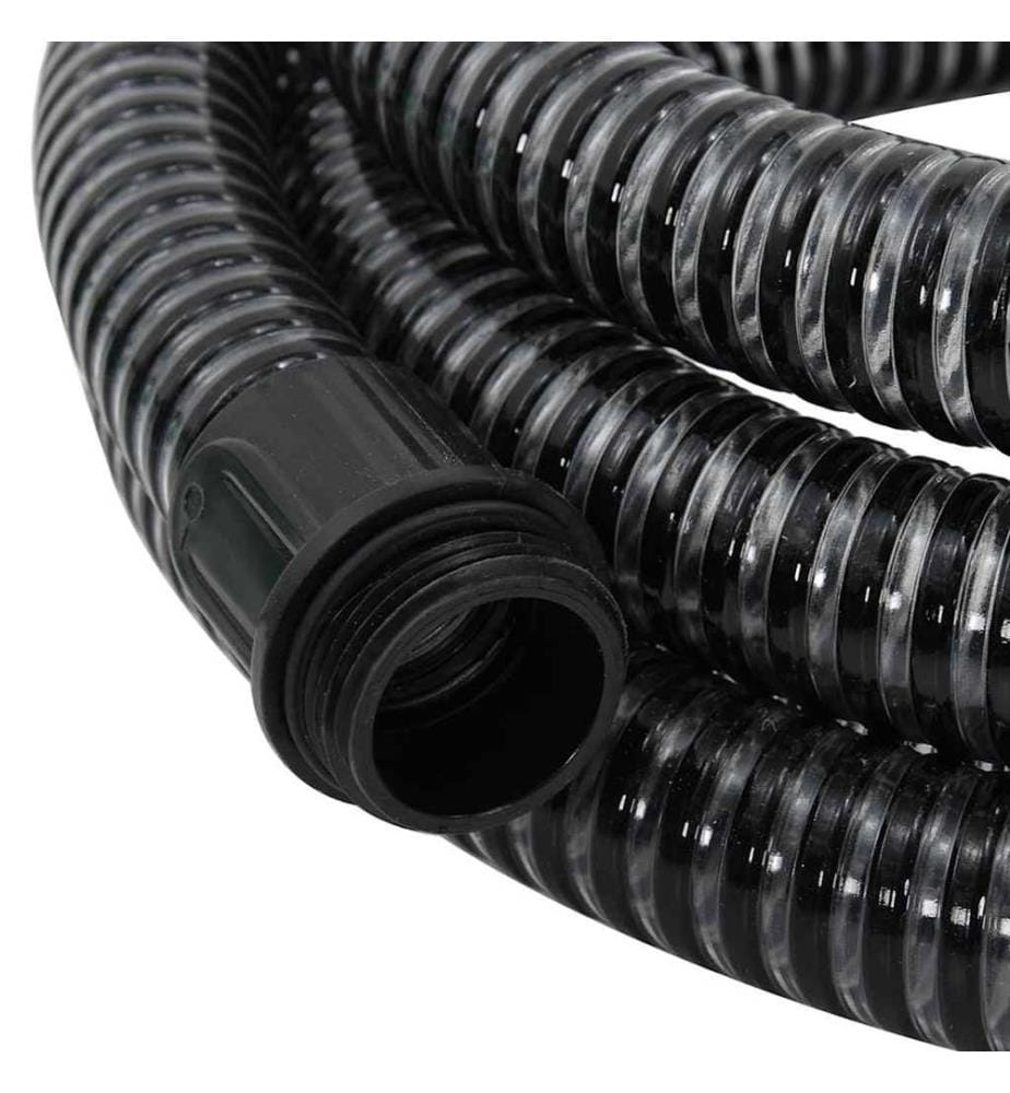 Tuyau d'aspiration avec raccords en laiton noir 1,1' 20 m PVC