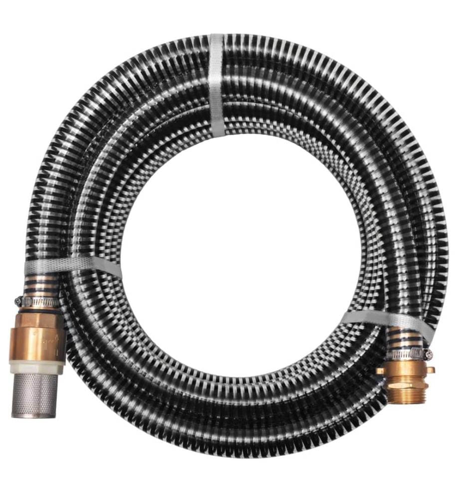 Tuyau d'aspiration avec raccords en laiton 15 m 25 mm Noir