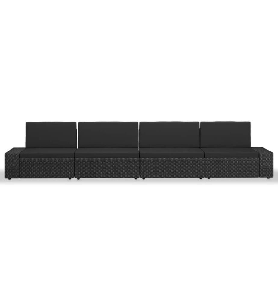Salon de jardin 4 pcs Résine tressée Noir
