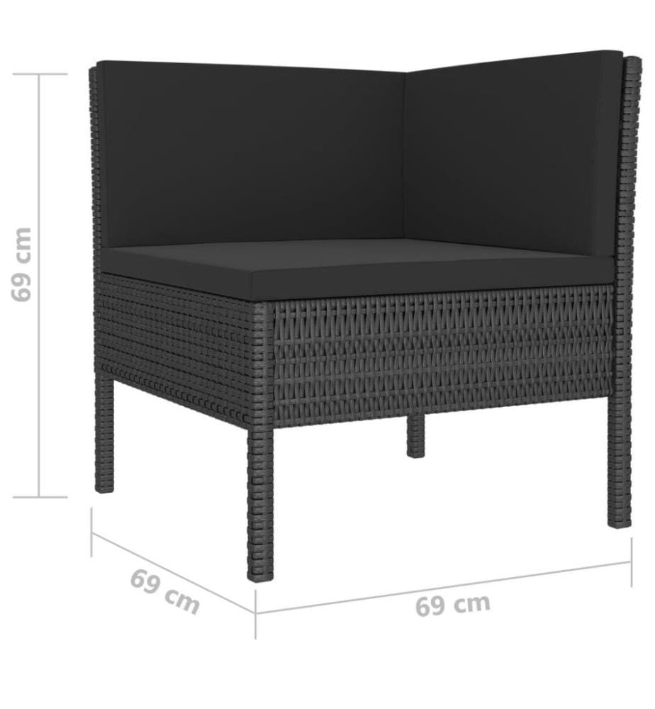 4-tlg. Garten-Lounge-Set mit Auflagen Poly Rattan Schwarz