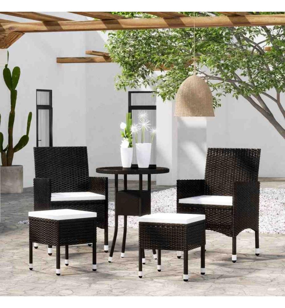 Salon de jardin 5 pcs Résine tressée Noir
