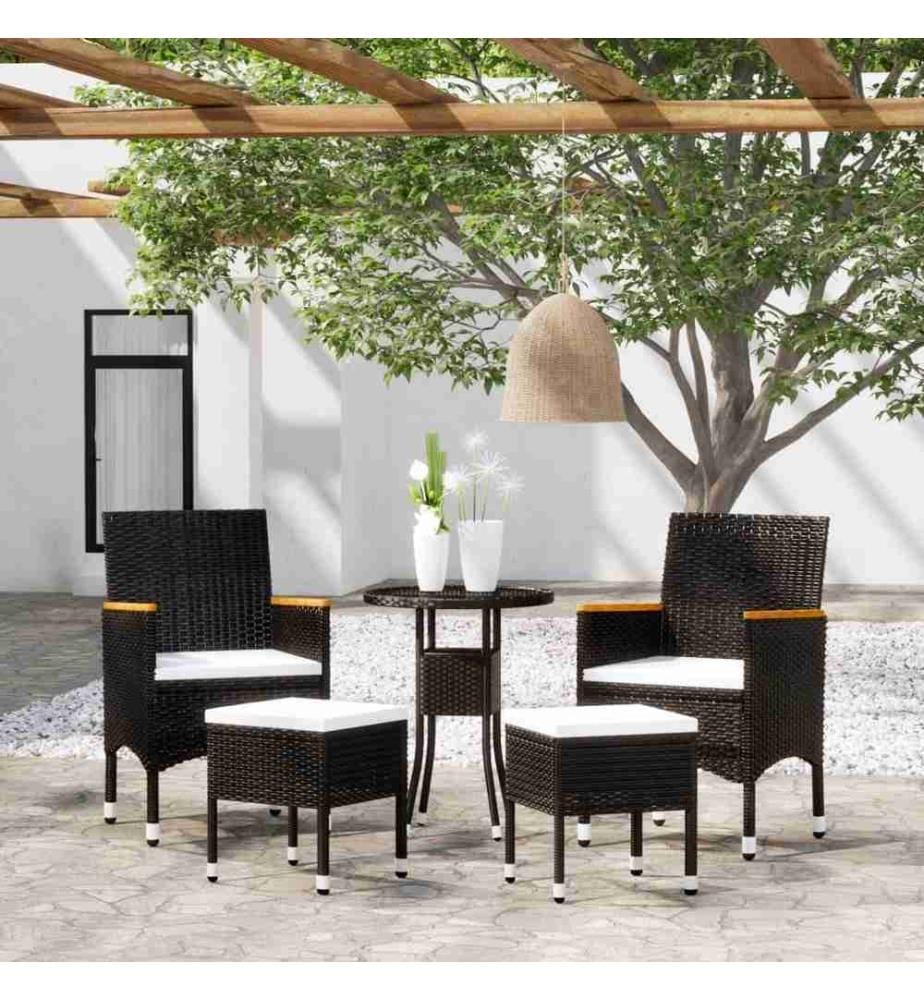 Salon de jardin 5 pcs Résine tressée Noir