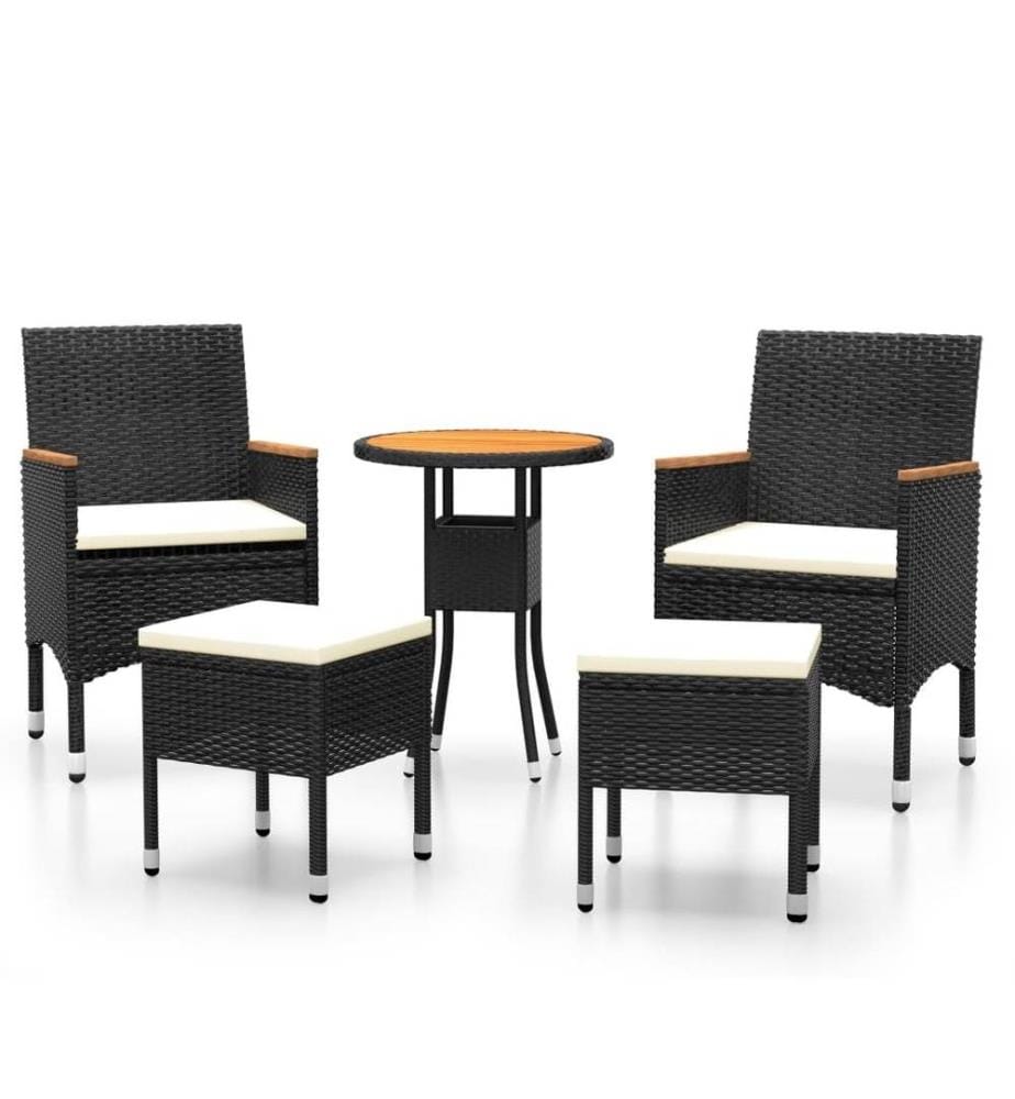 Salon de jardin 5 pcs Résine tressée Noir