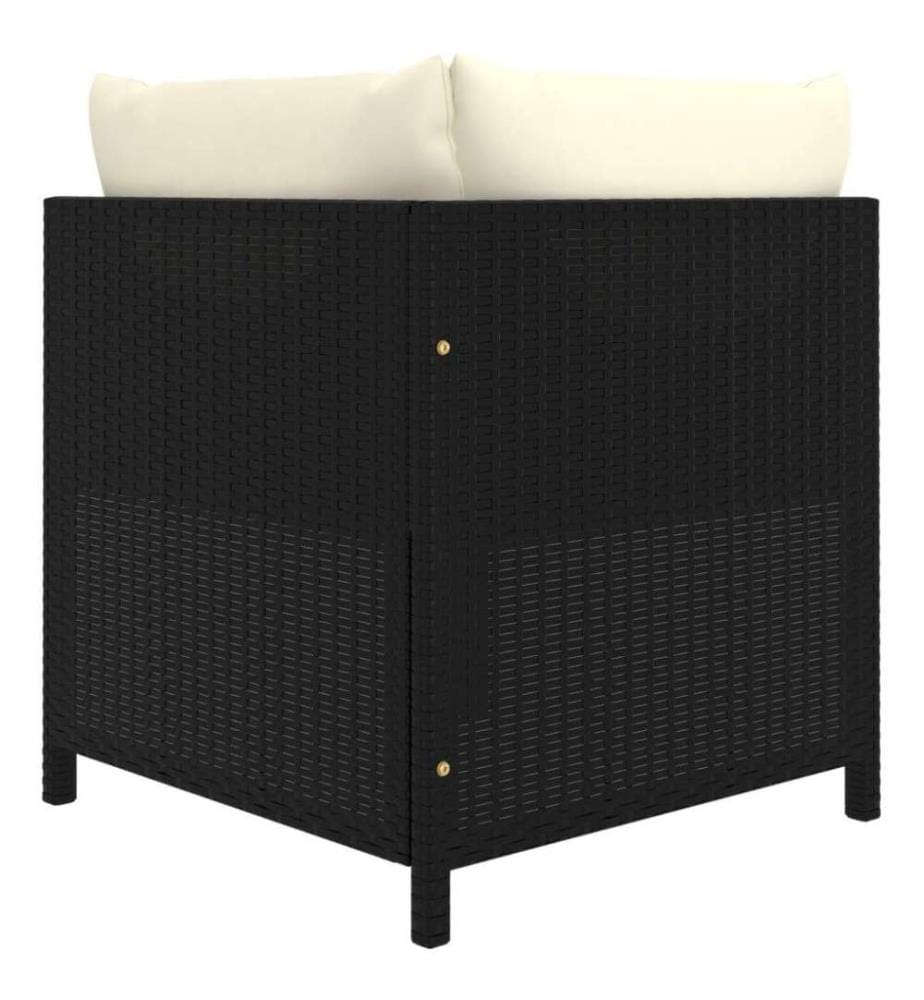 6-tlg. Garten-Lounge-Set mit Kissen Poly Rattan Schwarz