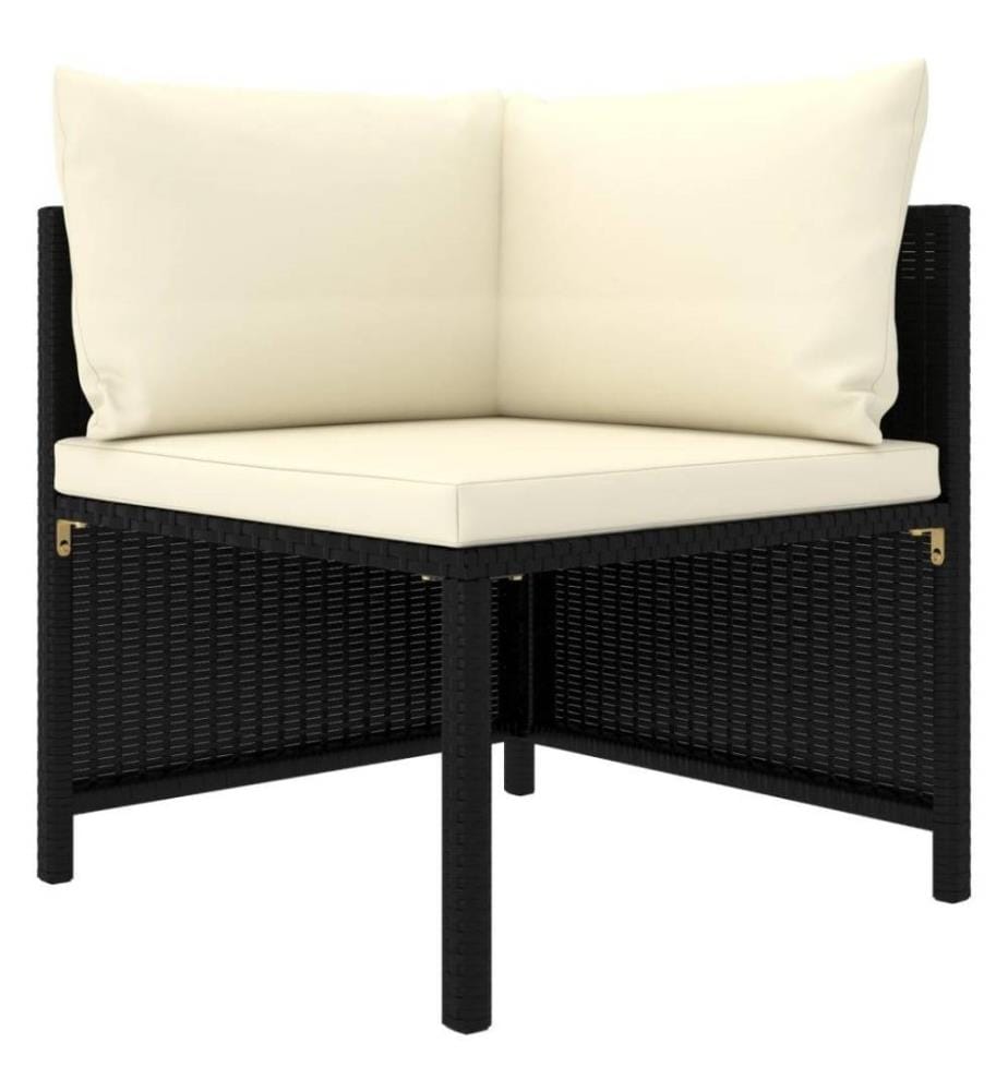 7-tlg. Garten-Lounge-Set mit Kissen Poly Rattan Schwarz