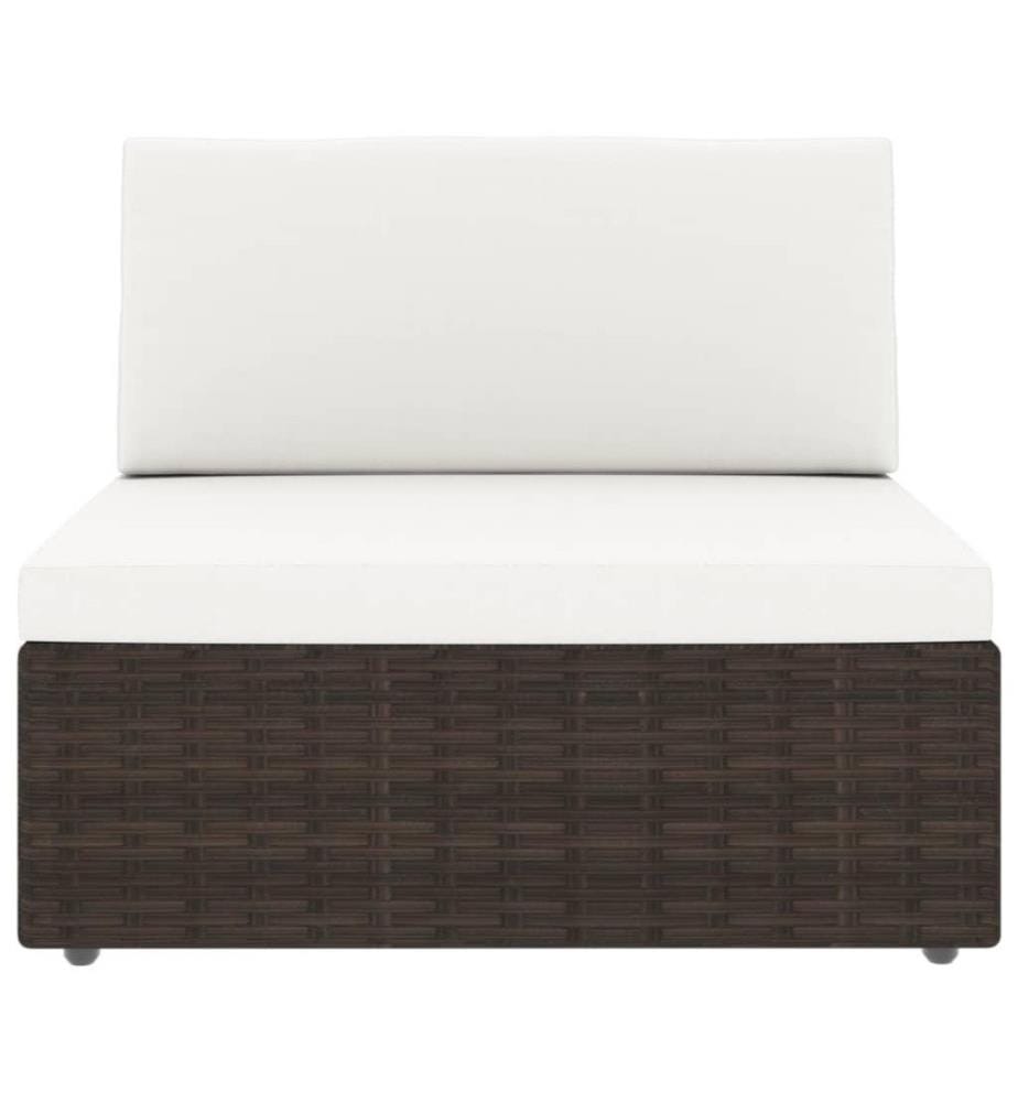 5-tlg. Garten-Lounge-Set mit Kissen Braun Poly Rattan