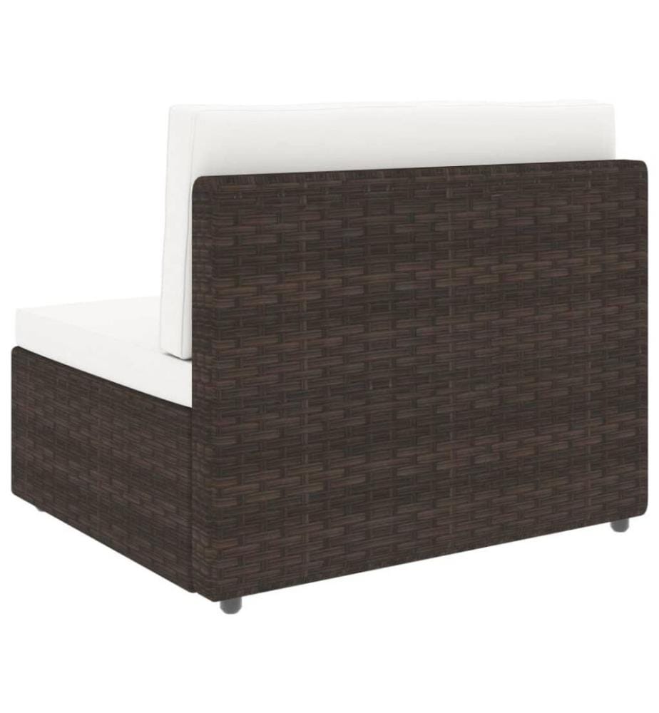 5-tlg. Garten-Lounge-Set mit Kissen Braun Poly Rattan