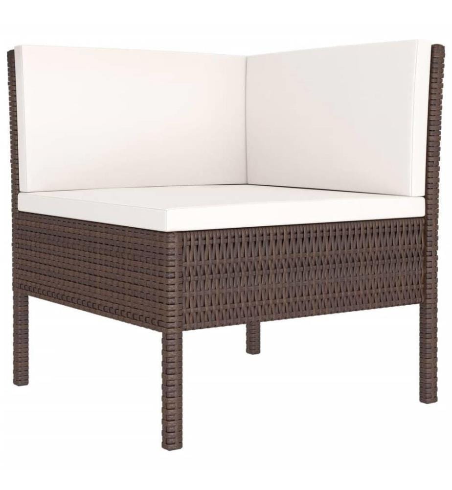 5-tlg. Garten-Lounge-Set mit Auflagen Poly Rattan Braun